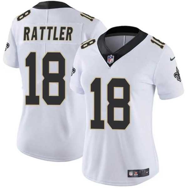 Women%27s New Orleans Saints #18 Spencer Rattler White Vapor Stitched Game Jersey Dzhi->women nfl jersey->Women Jersey